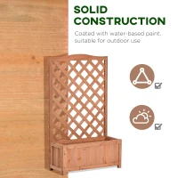 Outsunny Planter with Trellis, Flower Box, Raised Bed, for Climbing Plants, Vegetables, Flowers, Solid Wood, Indoor and Outdoor, Yard, Garden, Balcony, 70 x 28 x 117 cm, brown(m-7)