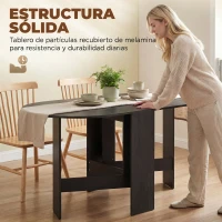 HOMCOM Mesa de Cocina Plegable con Alas Abatibles Mesa de Cocina Plegable de Forma Ovalada Estilo Moderno 163x80x75 cm Negro(m-6)