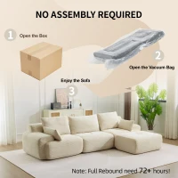 Modernes Sofa aus komprimiertem Memory-Schaumstoff, große Sofagarnitur für das Wohnzimmer, haustierfreundliches modulares Sofagarnitur Cloud, Cordstoff, kein Zusammenbau erforderlich, Beige(m-7)