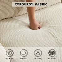 Modernes Sofa aus komprimiertem Memory-Schaumstoff, große Sofagarnitur für das Wohnzimmer, haustierfreundliches modulares Sofagarnitur Cloud, Cordstoff, kein Zusammenbau erforderlich, Beige(m-4)