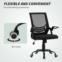 HOMCOM Modern Home Office Furniture Set, Computer Desk with Storage Shelf and Ergonomic Mesh Chair with Flip-Up Armrests, Lumbar Support, Adjustable Height, Rustic Brown and Black(m-7)
