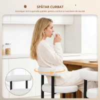 HOMCOM Set de 2 taburete de bar, scaune de bar din țesătură bouclette cu spătar curbat, suport pentru picioare, 50x52,5x98cm, crem(m-6)