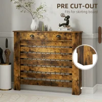 HOMCOM 95.5H x 111Wcm Radiator Cover, with Drawer - Rustic Brown(m-4)
