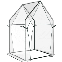 Outsunny Mini Serra da Giardino con 2 Porte Avvolgibili e Copertura in PE 90x90x145cm, Trasparente