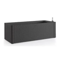 STEFANPLAST Bac a fleurs/Jardiniere rectangulaire NATURAL DELUX - 100x43xH33cm - 90 + 6,5L dans la réserve - Anthracite(m-1)