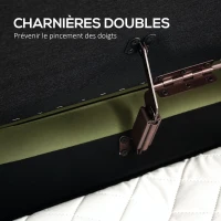 HOMCOM Banc de rangement, bout de lit en velours avec couvercle, pieds en métal, capacité 72 L, 108x44x43,5cm, vert foncé(m-7)