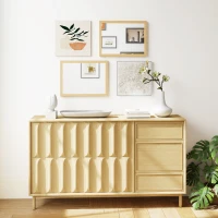 HOMCOM Wall Bathroom Mirror, 30 x 40 cm Wall-Mounted Mirror for Living Room, Bedroom, Hallway, Set of 2, Natural(m-9)