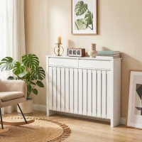 HOMCOM 93 x 119cm Rustic-Look Radiator Cover - White(m-9)
