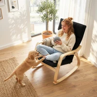 HOMCOM Lounge Chair, Comfortable Relax Rocking Chair with Headrest, 67W x 92D x 89H cm, Black(m-7)