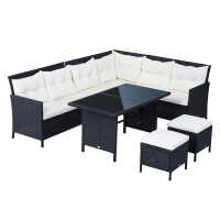 Outsunny 6 Pieces Sofa Set Furniture Rattan Lawn Cushion Seat Wicker Black Garden