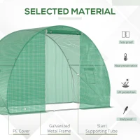 Outsunny Garden Tunnel Greenhouse winter greenhouse Floor Area 4.5 m² dim. 3L x 1.5l x 2H m Reinforced Tubular Frame Zipped Door 2 Roll-up Windows Green(m-4)