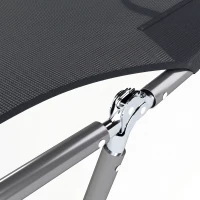 Outsunny Outdoor Foldable Sun Lounger, Garden 6 Level Adjustable Backrest Recliner Sun Lounger Chair with Headrest Pillow, Black(m-10)