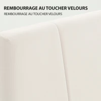 HOMCOM Cadre de lit double 140 x 190 cm lit 2 personnes tête de lit réglable sommier 150 x 198 x 101/106/111/116/121 cm crème(m-5)