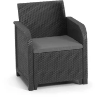 Salon de jardin - en résine imitation rotin tressé - Allibert by KETER - 5 personnes - SanRemo - Gris graphite(m-3)