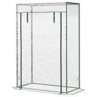 Outsunny Serre de jardin, serre de balcon, bâche renforcée PVC, châssis en acier, porte zippée enroulable, pour légumes plantes fleurs en toutes saisons intérieur et extérieur, 100 x 50 x 150 cm blanc(m-11)
