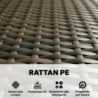 Outsunny Set da Giardino 4 Pezzi con Divano 2 Posti, 2 Sedie e Tavolino Basso, in Rattan e Acciaio, Beige e Marrone(m-5)