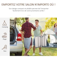 Outsunny Bain de soleil transat chaise longue inclinable pliable avec oreiller dossier réglable sur 5 niveaux crème(m-4)