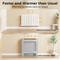 HOMCOM Heater Cover, Radiator Cover Slatted Painted MDF Lined Grill Grey, 78L x 19W x 81H cm(m-4)