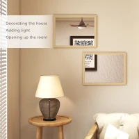 HOMCOM Wall Bathroom Mirror, 30 x 40 cm Wall-Mounted Mirror for Living Room, Bedroom, Hallway, Set of 2, Natural(m-4)
