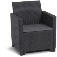 Salon de jardin en résine imitation rotin tressé - Noir - Avec table basse - KETER - 4 personnes - MARIE(m-4)