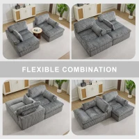 Doppelter Chaiselongue-Sessel für den Innenbereich, übergroße gepolsterte Cloud-Schlafcouch, luxuriöses Schlafsofa mit tiefem Sitz, Sofa-Chaiselongue mit Anbausofa, Lesesessel aus Cord für das Wohnzimmer, keine Montage erforderlich, grau(m-8)