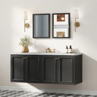 HOMCOM Wall Bathroom Mirror, 30 x 40 cm Wall-Mounted Mirror for Living Room, Bedroom, Hallway, Set of 2, Black(m-9)