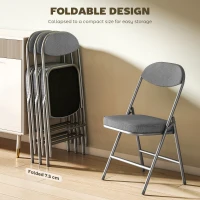 HOMCOM Set of Four Folding Corduroy Seat Chairs - Grey(m-5)