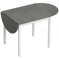 HOMCOM 4-6 Person Wooden Drop-Leaf Table - Grey(m-1)