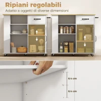 HOMCOM Mobile Cucina con Cassetto, Armadietto e Ripiano Regolabile, Bianco(m-5)