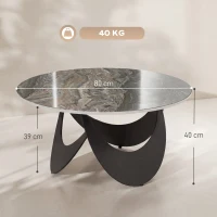 HOMCOM Coffee Table Sintered Stone Top Adjustable Foot Pads Modern Centre Table for Living Room Brown and Black(m-3)