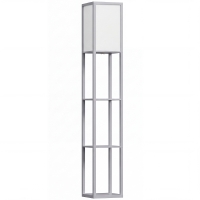 HOMCOM 3-Tier Floor Lamp with Shelves and Storage, Modern Corner Standing Lamp with Lampshade, Reading Light with Foot Switch for Living Room, Bedroom, Home Office, Bulb not Included, Grey