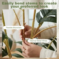 HOMCOM Artificial Fern Topiary Tree, Realistic Artificial Plant in Cement Pot, Fake Plant, 120cm(m-6)