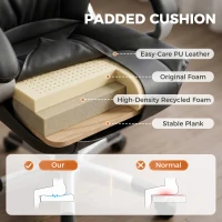 HOMCOM Scaun Birou Ergonomic Rotativ din Piele PU, Funcție Legănare, Înălțime Reglabilă, Capacitate 120kg, Negru(m-5)