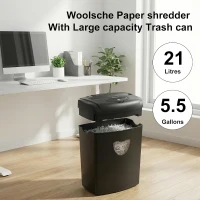12-Blatt-Aktenvernichter mit Querschnitt und großem 5,55-Gallonen-Korb – P-4-Sicherheit, 3-Modus-Aktenvernichter für Karten/CDs/Heftklammern/Clips – stausicheres System für das Büro(m-6)