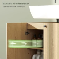 HOMCOM Dulap sub lavoar, dulap de baie 2 uși cu închidere amortizată, raft reglabil, 60x39,8x58,5cm, lemn natural(m-5)