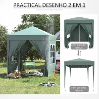 Outsunny 2 x 2m Pop Up Gazebo, w/Side Walls, Windows-Green(m-5)
