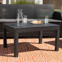 Salon de jardin - en résine imitation rotin tressé - Allibert by KETER - 5 personnes - SanRemo - Gris graphite(m-6)