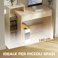 HOMCOM Scrivania PC Moderna con 3 Ripiani Aperti e Cassetto, in Legno, Color Legno, 100x40x90 cm(m-6)