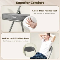 HOMCOM Set of Four Folding Corduroy Seat Chairs - Grey(m-4)