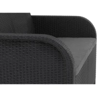 Banquette de jardin - Allibert by KETER - SanRemo - en résine imitation rotin tressé - Gris graphite(m-4)