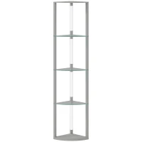 HOMCOM LED Floor Lamp with Shelves, Dimmable Standing Lamp with Foot Switch for Living Room, Bedroom, Grey(m-1)