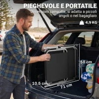 Outsunny Lettino Prendisole da Giardino Pieghevole e Regolabile con Tettuccio in Tessuto Nero, 187x58x50 cm(m-7)