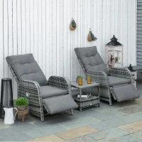 Outsunny 2 Seater Patio Rattan Wicker Chaise Lounge Sofa Set w/ Cushion for Patio Yard Porch(m-2)