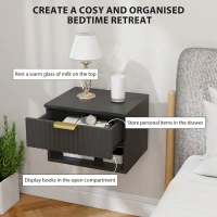 HOMCOM Floating Nightstands Set of 2, Modern Wall Mounted Bedside Tables, Black(m-5)