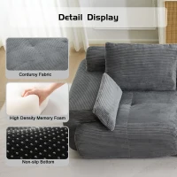Modernes Sofa aus komprimiertem Memory-Schaumstoff, große Sofagarnitur für das Wohnzimmer, haustierfreundliches modulares Sofagarnitur Cloud, Cordstoff, kein Zusammenbau erforderlich, GRAU(m-6)
