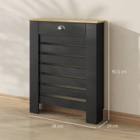 HOMCOM 95.5H x 78Wcm Radiator Cover, with Drawer - Black(m-3)