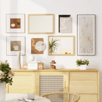 HOMCOM Wall Bathroom Mirror, 30 x 40 cm Wall-Mounted Mirror for Living Room, Bedroom, Hallway, Set of 2, Natural(m-8)