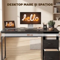HOMCOM Birou de Economisire a Spațiului, Masă pentru Computer, 120x52,3 cm, Negru(m-4)