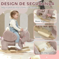 AIYAPLAY Cavalo Baloiço para Bebés com Som de Elefante e Cinto de Segurança de 3 Pontos Base em Madeira de Álamo 65x35x50 cm Castanho(m-6)