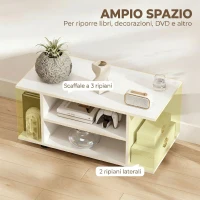 HOMCOM Mobile Porta TV Moderno con Ripiani, Ruote Girevoli e Freni, 80x40x40 cm, Bianco(m-4)